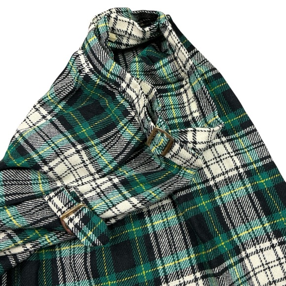 Vintage 1960s wool green plaid kilt style skirt Union made in the USA women's XS - Picture 3 of 6